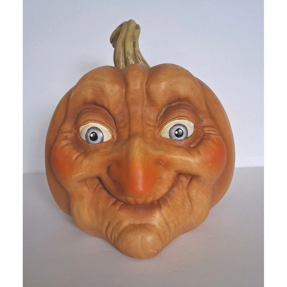 Martha Stewart Pepper Pumpkin Ugly Witch Face Halloween Jack O Lantern New 11"